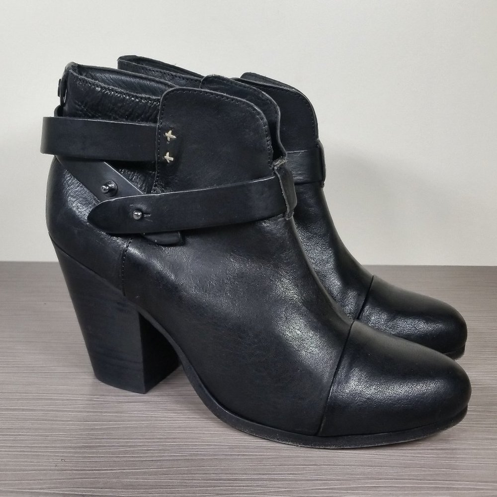 Rag & Bone Harrow Ankle Boot, Black Leather, Womens Size 9 US / 39